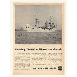  1952 Courier Voice of America Ship Bethlehem Steel Print 