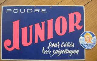 1930 Advertising Sign & Label Junior Baby Powder  