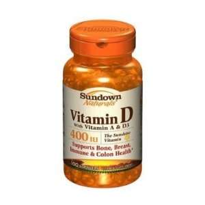  Sundown Naturals  Vitamin D 400IU, 100 softgels Health 