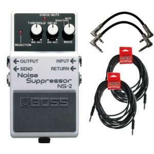 BOSS NS 2 Noise Suppressor Pedal Bundle w/4 Free Cables 