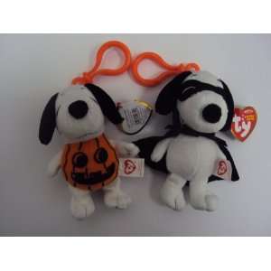 Ty Beanie Babies   Snoopy the Pumpkin Dog & Snoopy the Vampire Dog 2 