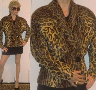 VINTAGE LEOPARD PRINT WAISTED CROPPED JACKET L  