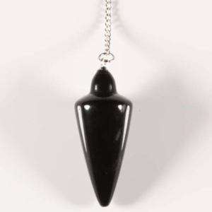 Dowsing Healing Black Agate Gemstone Pendulum  