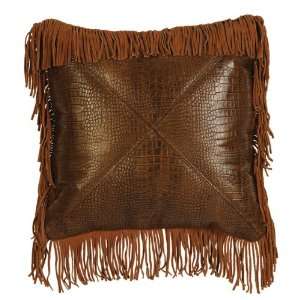    Rustic Gator Triangles Leather Fringed Pillow