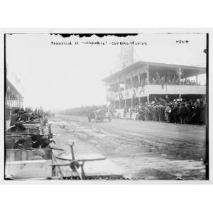   Auto Race, Robertson in Locomobile on race track 1908