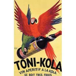  PARROT BIRD BOTTLE TONI KOLA APERITIF DRINK VINTAGE POSTER 