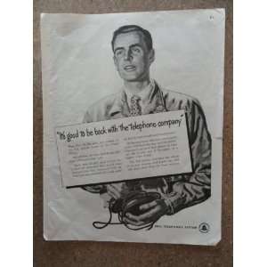 Bell Telephone System, Vintage 40s full page print ad. (man/its good 