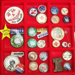 buttons and medals range from presidential hopefuls red cross voting 