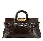 PRADA Brown Vitello Shine Leather Frame Satchel Bag Handbag Purse NWT