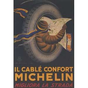  TIRE PNEUS MICHELIN ITALY ITALIAN VINTAGE POSTER CANVAS 