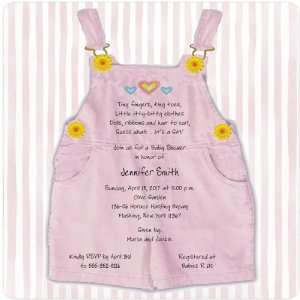   Pink Overalls Magnet Medium Baby Shower Invitations 