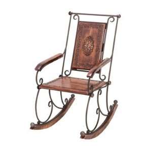 Hand Carved Traditional Metal / Wood Rocking Chair 