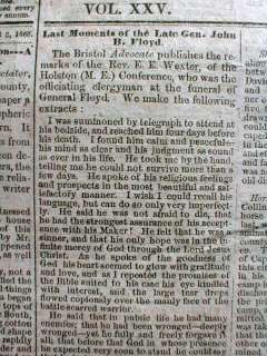 1864 Virginia Confederate Civil War newspaper w BATTLE of CHICKAMAUGA 