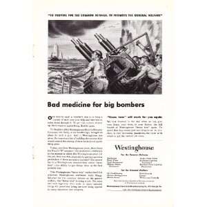  1942 WWII Ad Westinghouse Anti Aircraft Gun Bad Medicine 