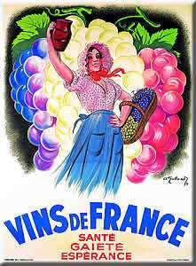 French Advertising Metal Wine Sign Vins De France Vino  