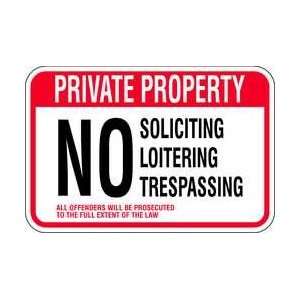  Private Property No Soliciting,eg,rd/wht   BRADY 