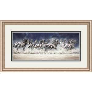  Zebras on the Run by Pip McGarry   Framed Artwork