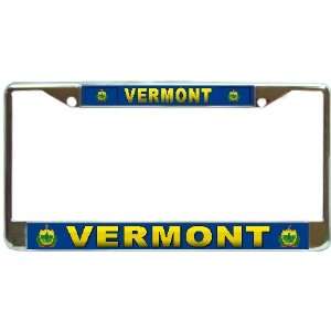  Vermont Name Vt State Flag Chrome Metal License Plate 