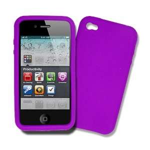 iPhone 4G, iPhone 4S PURPLE Silicone Case, Rubber Skin Cover, Soft 