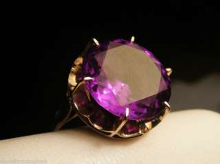   14K YELLOW GOLD 13.65CT SOLITAIRE LAB ALEXANDRITE RING SIZE 6.25 585