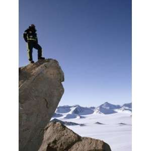  Mountaineer Overlooks Cappellari Glacier from Mount 