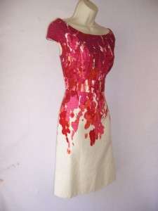 ELIZA J Ivory/Pink Print Cotton Sleeveless Casual Cocktail Evening 