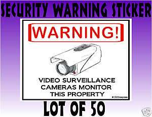 Video Surveillance Camera Warning Stickers NR Lot of 50  