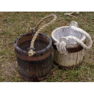  Wooden Water Buckets in a Continental Army Camp 