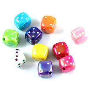   Multicolored Opaque Acrylic Beads, Dice, AB Color Arts, Crafts