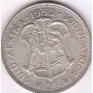  1953 South Africa 2 Shilling Silver Coin 