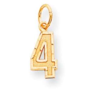  14k Goldy Casted Small Diamond Cut Number 4 Charm Jewelry