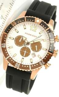 Poseidon PW0071 Mens Mission II Chronograph Leather Band Watch