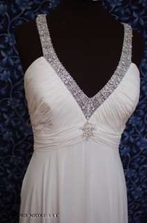 Allure 2357 Light Ivory Chiffon X back Draping Wedding Dress NWOT 