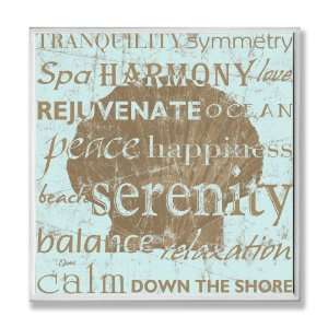 Stupell Home Decor Collection Serenity Typography Shell Blue Wall 