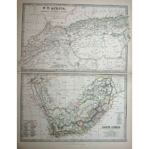  MAP 1888 AFRICA MOROCCO ALGERIA TUNIS CAPE TOWN NATAL 