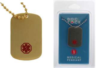 New Medical Alert Stainless Steel or Gold Plated Dog Tags Pendant 