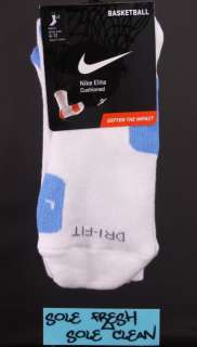 SX3693 126]Nike Elite Basketball Socks White Carolina Blue Large 