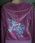 NWT Juicy Couture Studded Velour Drape Puff Sleeve Hoodie Sz L  