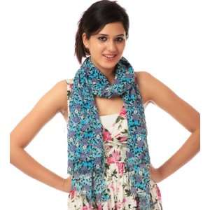   Bamboo Stole with Printed Flowers   Pure Bamboo Fiber 