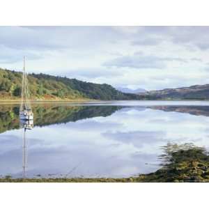 Yacht on Loch Feochan in Autumn, Argyll and Bute, Scotland, United 