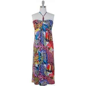  Wild Jungle Maxi Summer Lounge Halter Dress in Bold Colors 