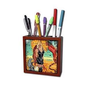   Tattoo   Demons Desires   Tile Pen Holders 5 inch tile pen holder