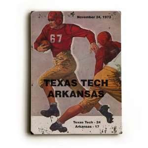 Texas Tech vs Univeristy of Arkansas Wood Sign (9 x 12 
