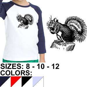 Squirrel American Apparel Kids 3/4 Sleeve T Shirt (4253  