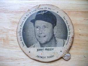 1953 Dixie Lid Small Var. Jerry Priddy Detroit Tigers  