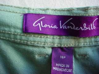 Gloria Vanderbilt   Womens Green Tapered Leg Jeans Size 16P   meas 