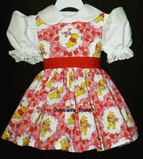 VHTF Disney Winnie the Pooh(Valentines) Dress Custom Sz 12M 10Yrs 