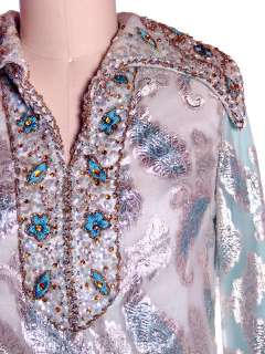 Vintage Dress Extreme Beaded Silk Valentina LTD Sz 10 1970s  