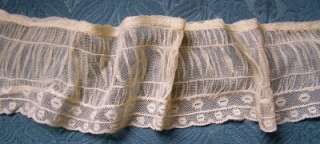 ANTIQUE FRENCH LACE TULLE RUFFLED PLEATED TRIM DOLL SASH MILLINERY 