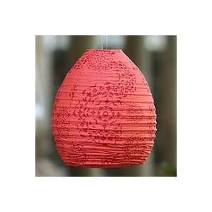  NOVICA Cotton lantern, Crimson Mandala Beehive